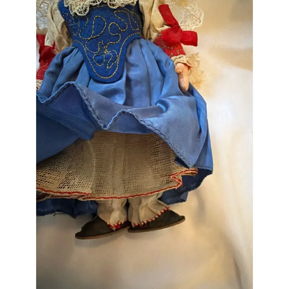 Vintage Spanish Souvenir Doll Felt Face Cloth Body Lace Mantilla Poseable 10